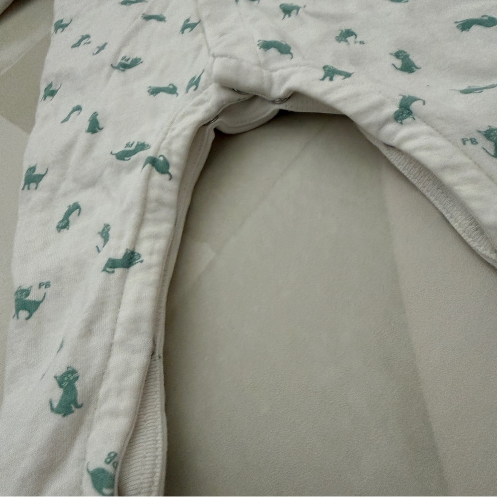 Petit Bateau Bodypyjama Cotton Baby Pyjama Footie 9M - Green Cat Print - Picture 7 of 11